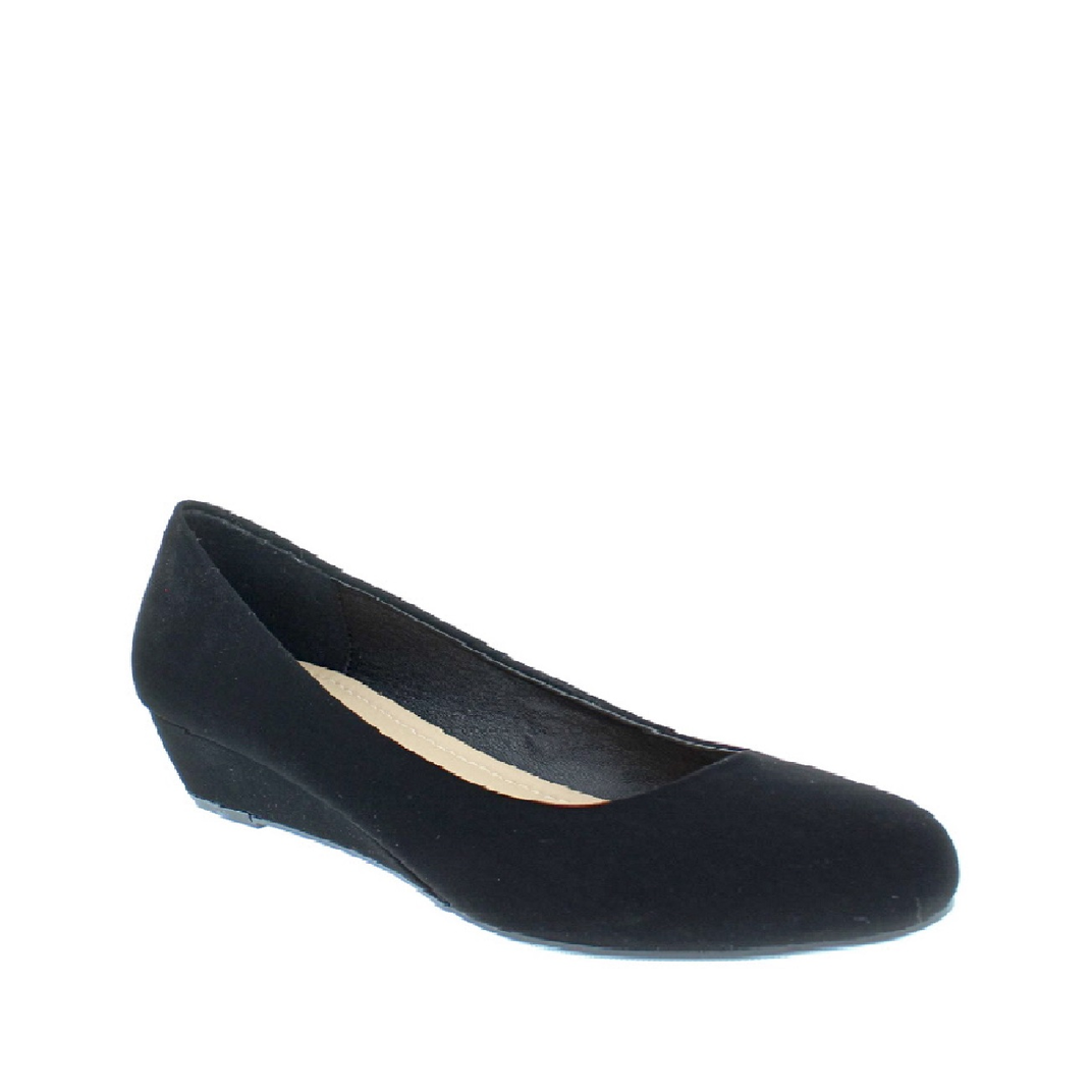 Comfy Everyday Low Wedge Pump (BLACK NUBUCK)