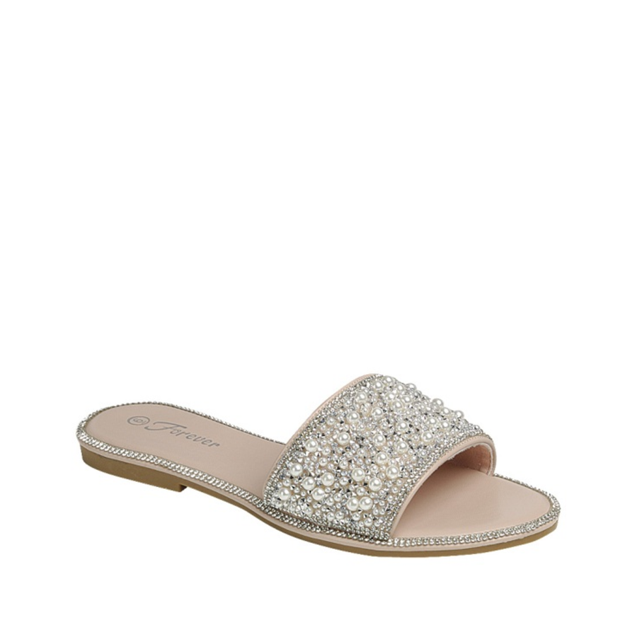 Pearled Rhinestone Lined Slide (NUDE)