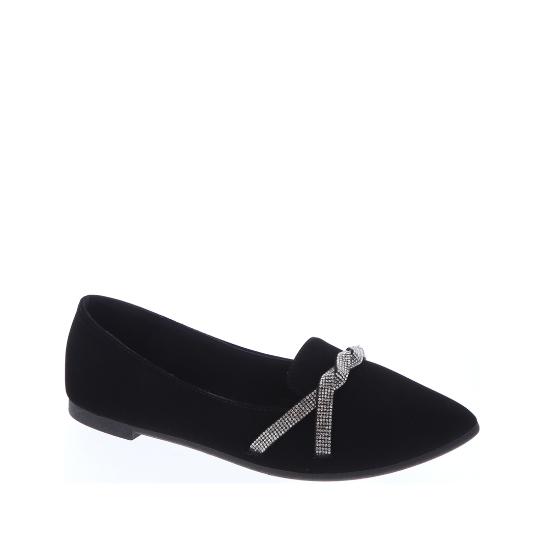Rhinestone Twist Loafer Flat (BLACK)