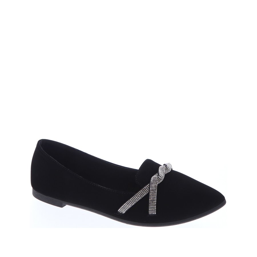 Rhinestone Twist Loafer Flat (BLACK)