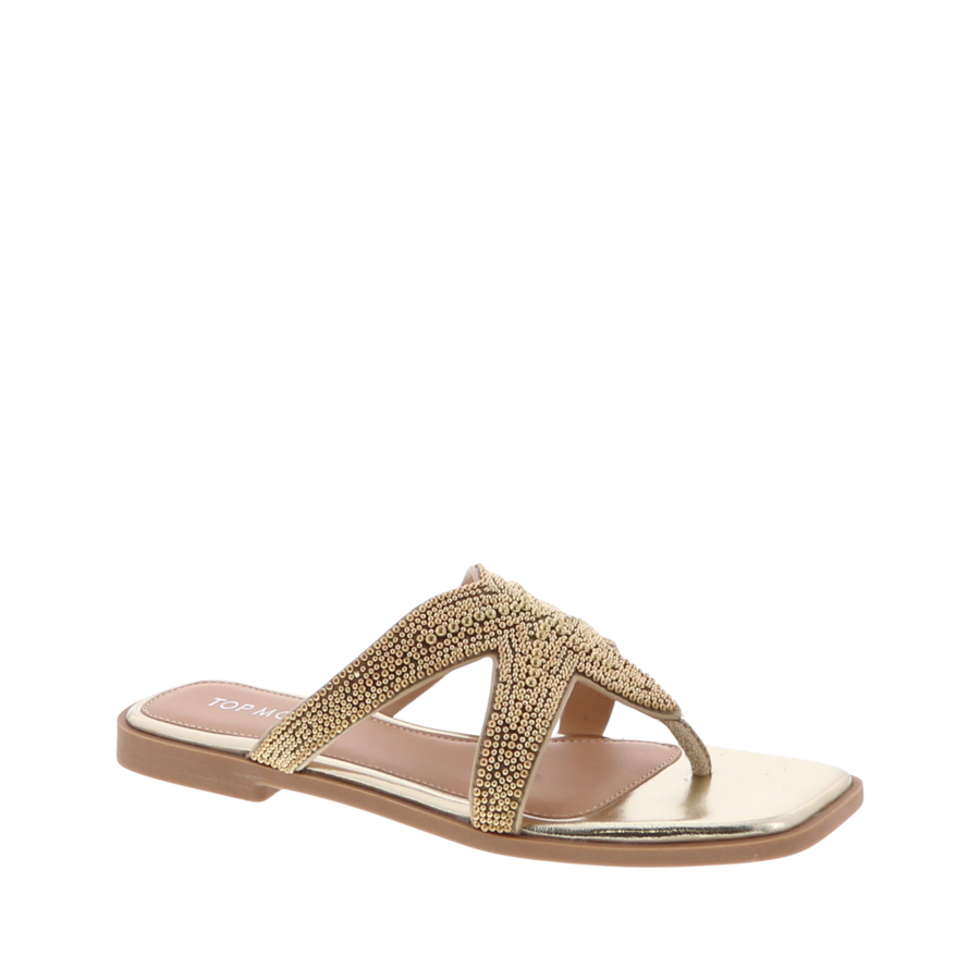 Beaded Star Flip-Flop Sandal (GOLD)