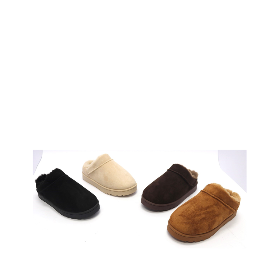 Faux Fur Slip-On Ankle Slipper (CHESTNUT)