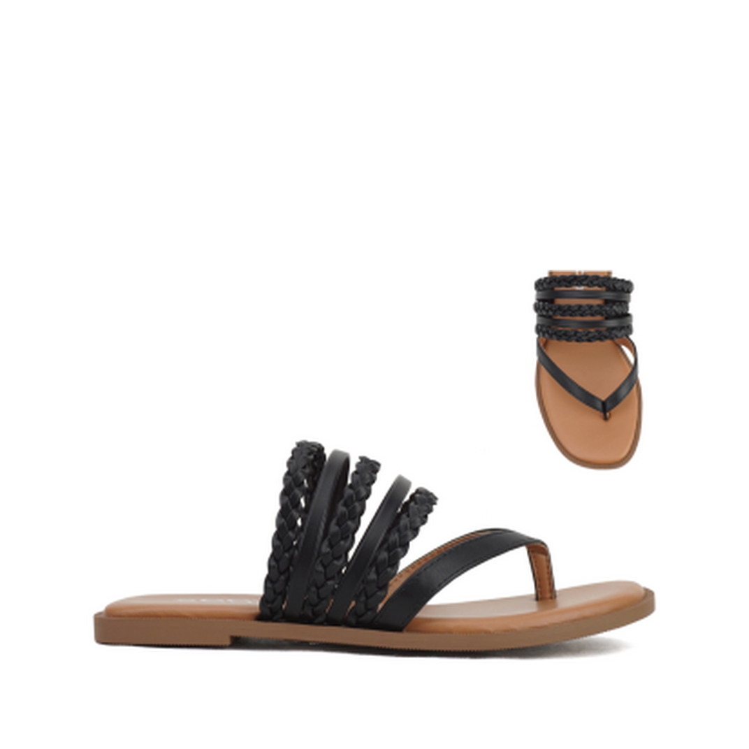 Multi Strap Flip-Flop Sandal (BLACK)