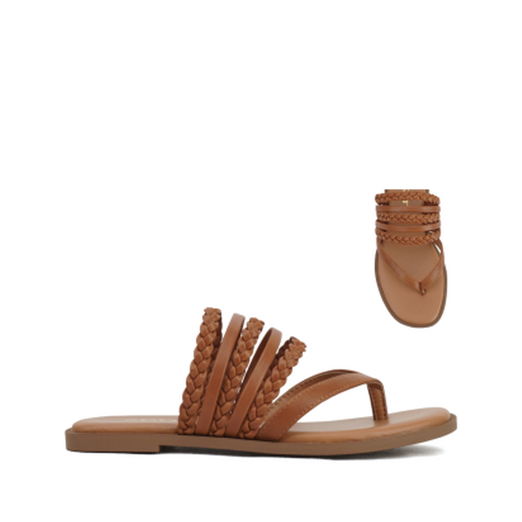 Multi Strap Flip-Flop Sandal (COGNAC)