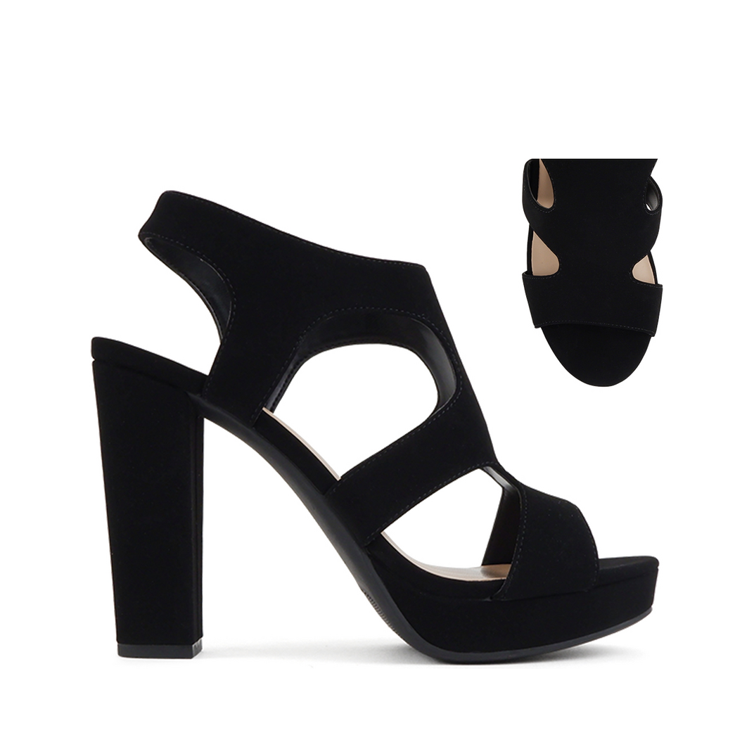 Cut-Out Peep Toe Dress Shoe (BLACK)
