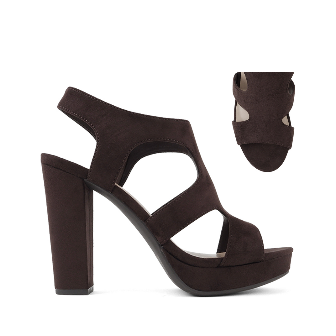 Cut-Out Peep Toe Dress Shoe (BROWN)