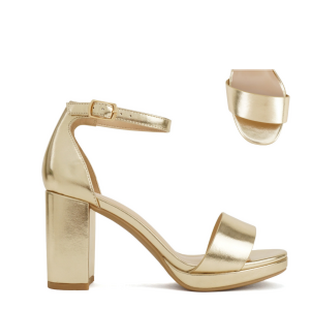 Ankle Strap Wide Fit Dress Sandal (GOLD)