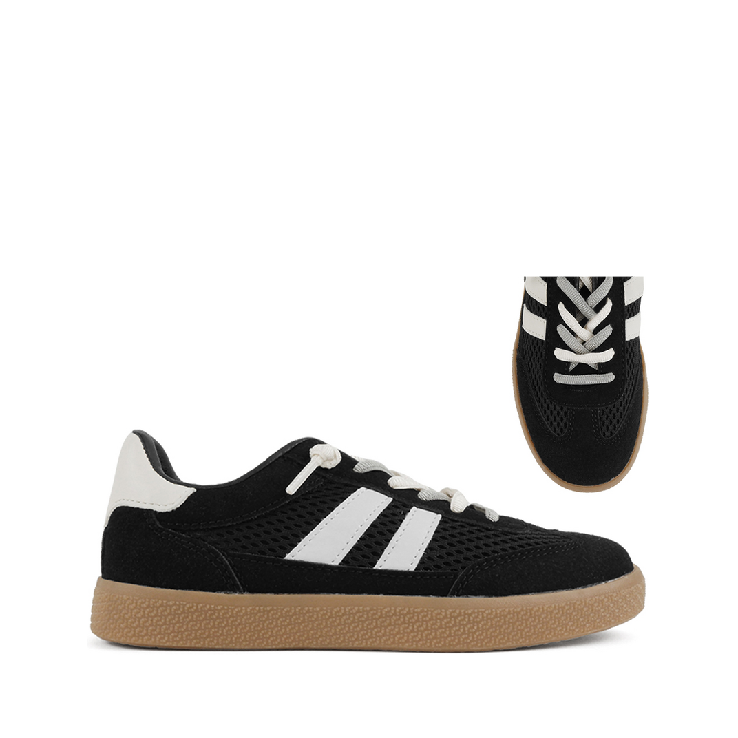 2Stripe Elastic Lace Kids Sneaker (BLACK)