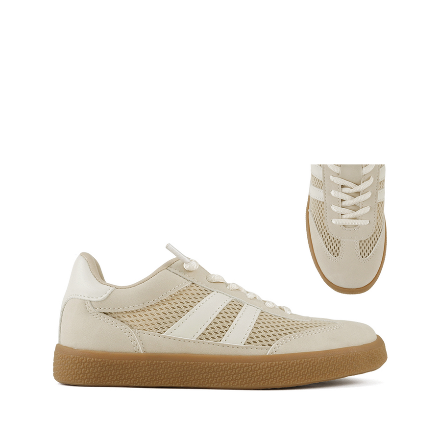 2Stripe Elastic Lace Kids Sneaker (BONE)