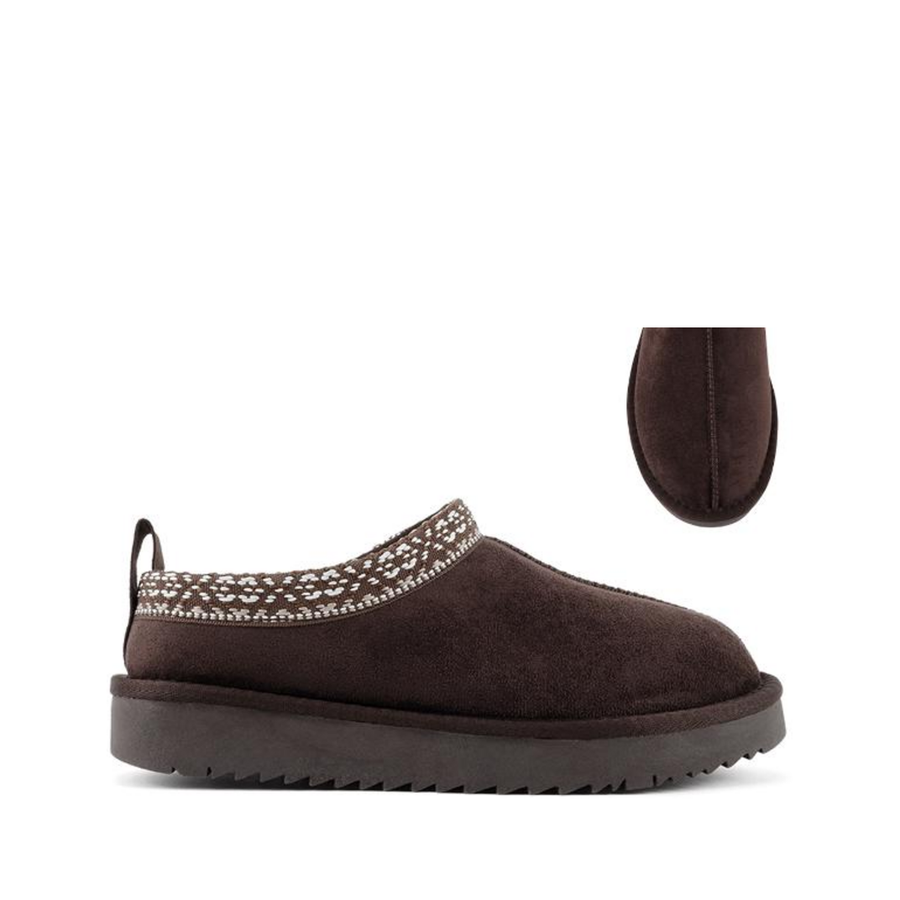 Tribal Lined Clog Slipper (BROWN)