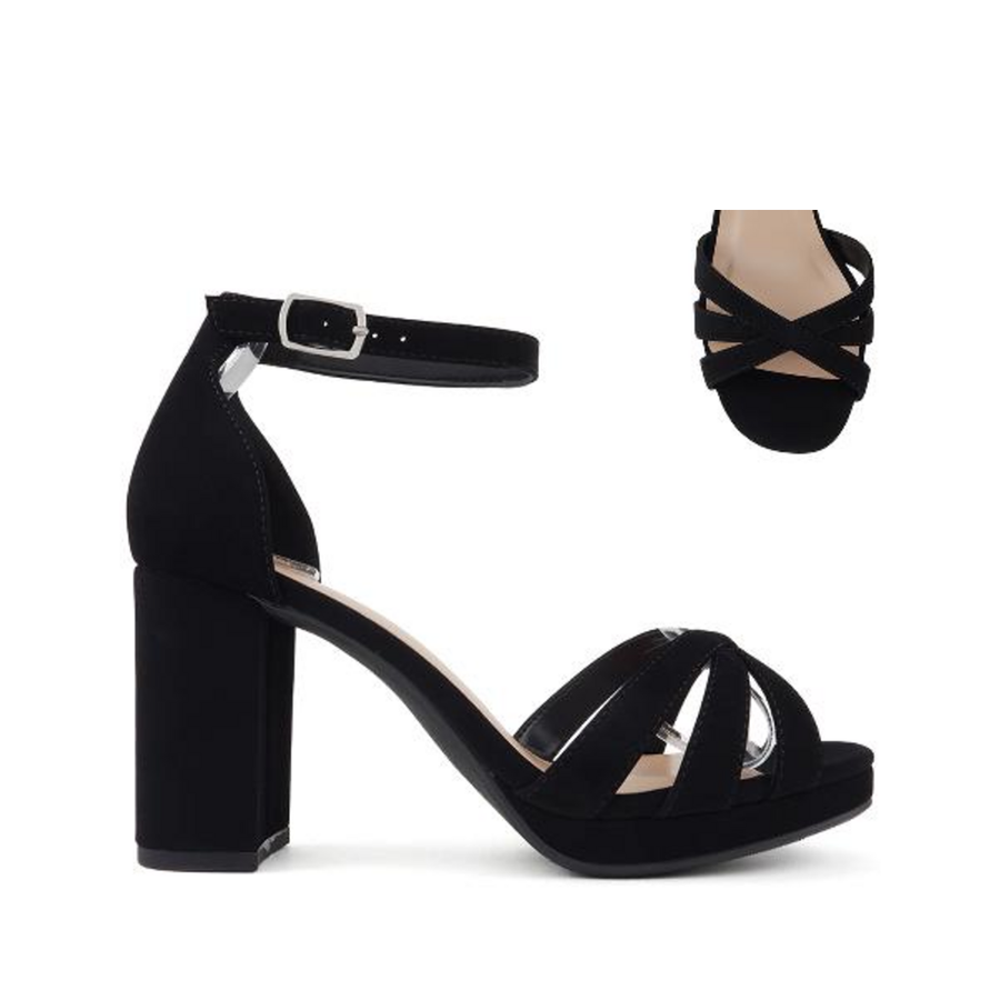Strappy Cut-Out Slim Platform Dress Shoe (BLACK)