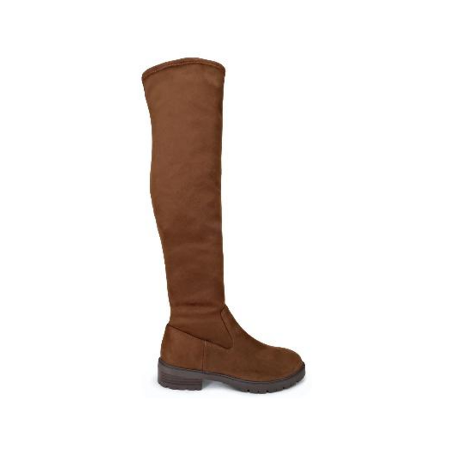 Round Toe Low Heel Tall Boot (CHESTNUT)