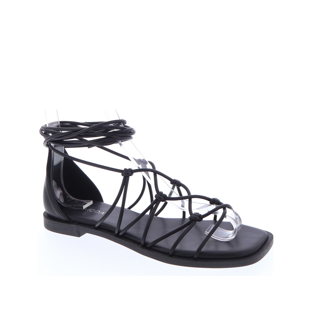 Knotted Tie Up Gladiator Sandal (BLACK)