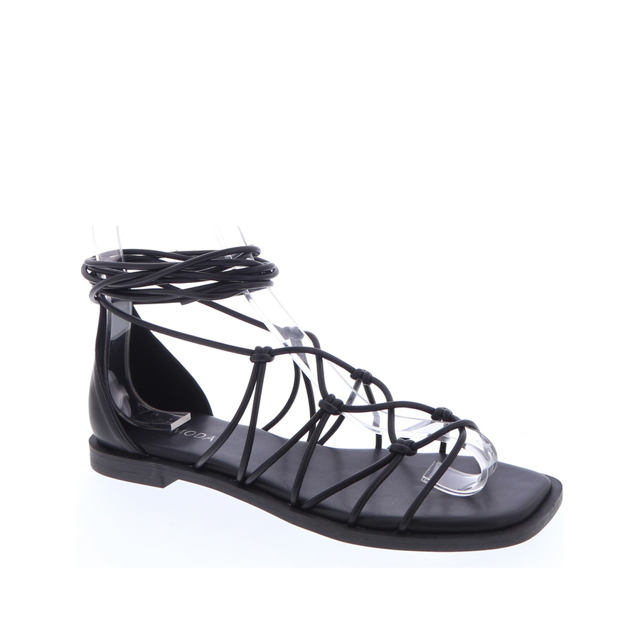 Knotted Tie Up Gladiator Sandal (BLACK)