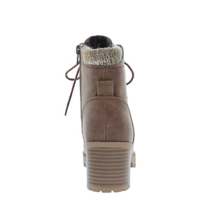Sweater Lined Lug Sole Bootie (BROWN)