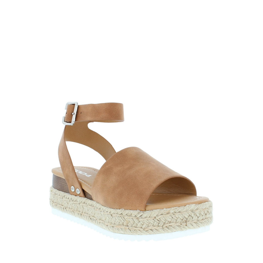 Ankle Strap Espadrille Platform Sandal (TAN)