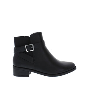 Side Buckle Ankle Bootie (BLACK)