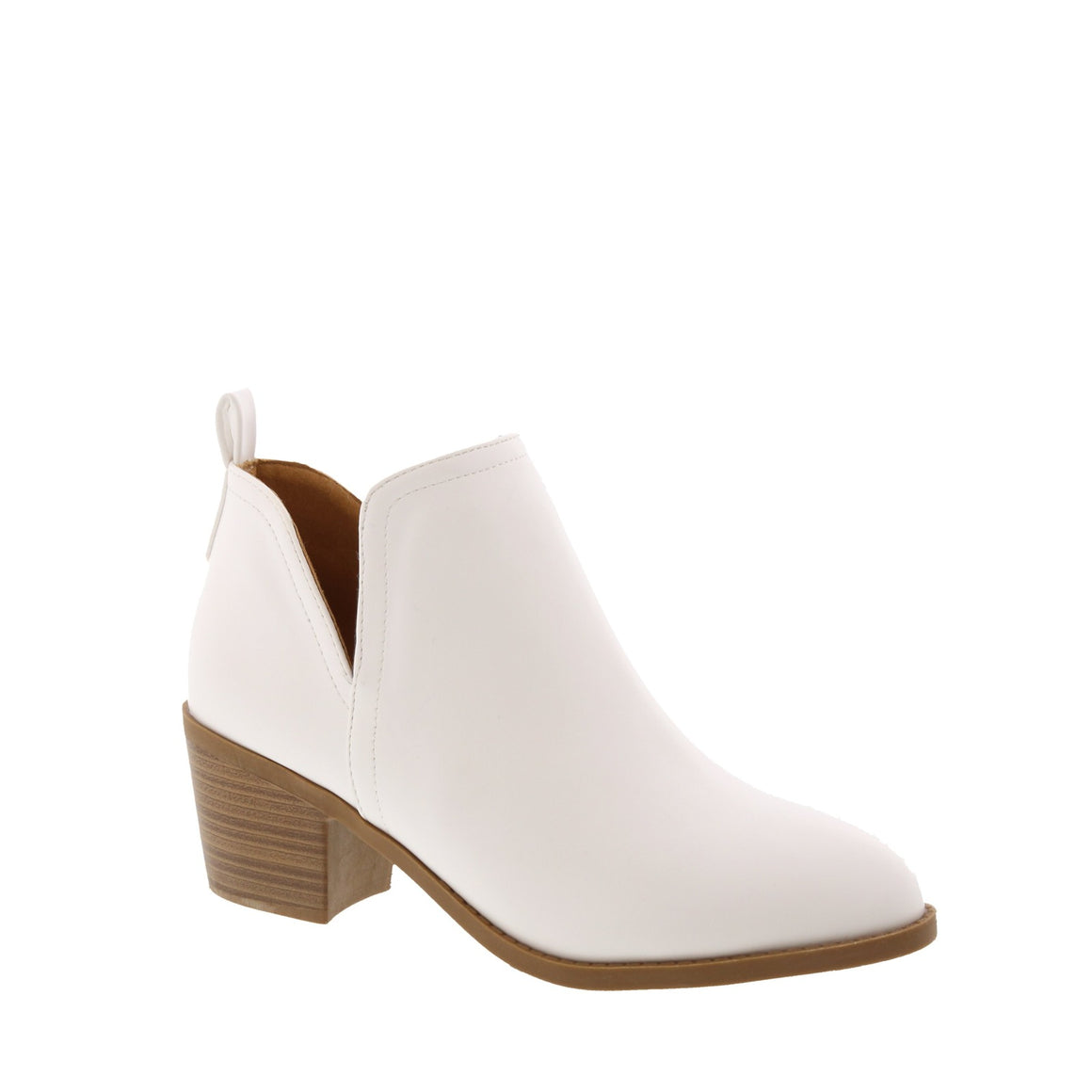 Cutout Mid Heel Bootie (WHITE)