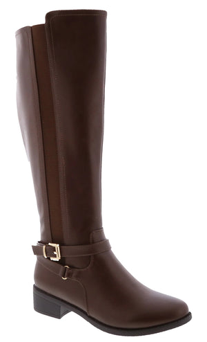 Knee High Buckled Riding Boot (BROWN)