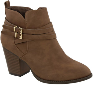 2Buckle Ankle Straps Bootie (BROWN)