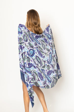 Paisley Boarder Print Scarf (NAVY)