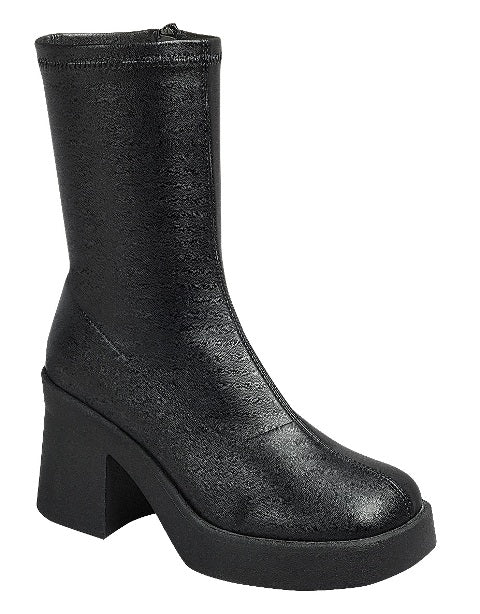 Sleek Side Zipper Ankle Bootie (BLACK)