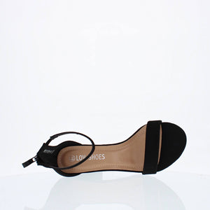 Ankle Strap Mid Chunky Heel (BLACK)