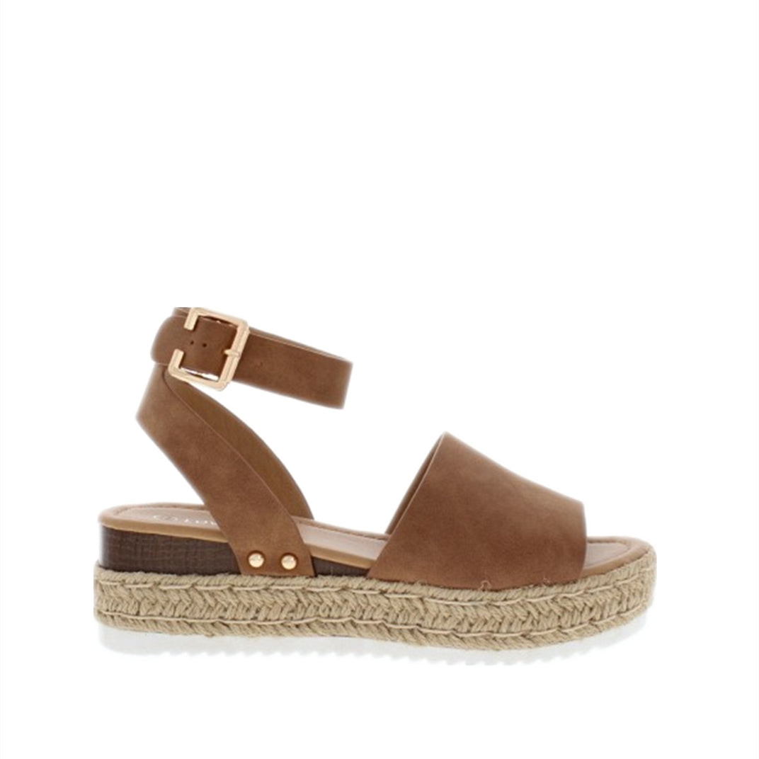 Buckled Espadrille Platform Sandal (TAN)