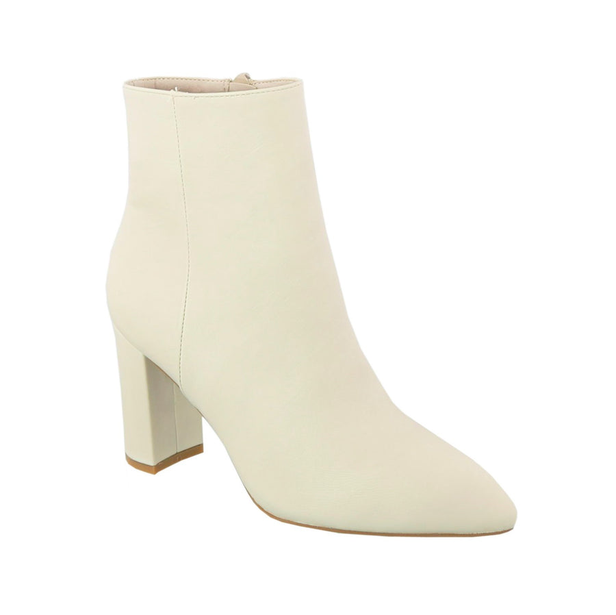 Pointed Faux Leather Bootie (IVORY)