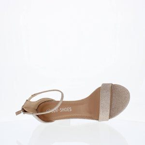 Ankle Strap Mid Chunky Heel (CHAMPAGNE)