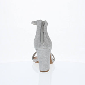 Ankle Strap Mid Chunky Heel (SILVER)