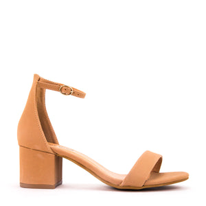 Ankle Strap Block Heel Sandal (TAUPE)