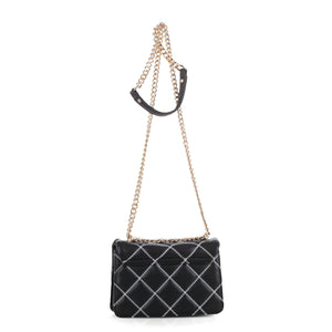 Quilted Cross Body Chain Bag (BLACK)
