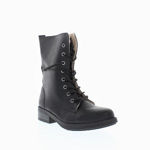 Fold Over Sherpa Lined Combat Boot (BLACK)