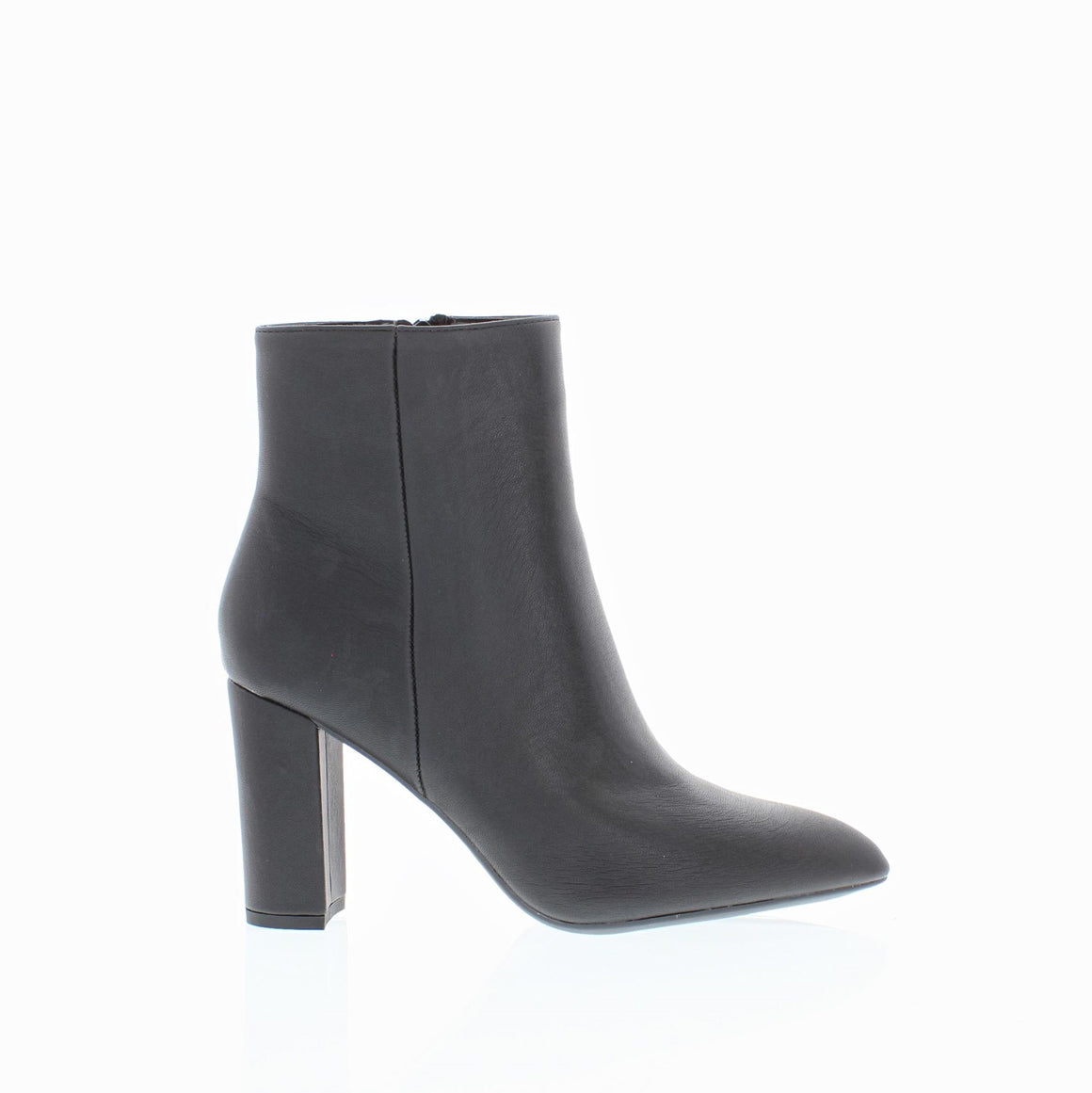 Pointed Faux Leather Bootie (BLACK)