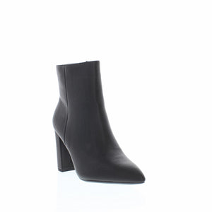 Pointed Faux Leather Bootie (BLACK)