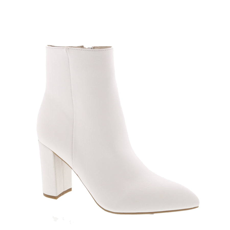 Pointed Faux Leather Bootie (WHITE)