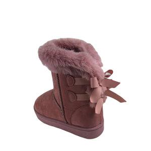2 Bow Fur Lined Snow Boot (PINK)