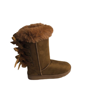 Fur Lined Snow  Boot/ 2Bows (CAMEL)