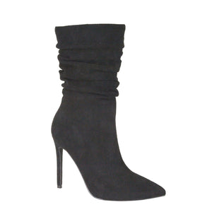 Suede Slouchy Heeled Dress Boot(BLACK)