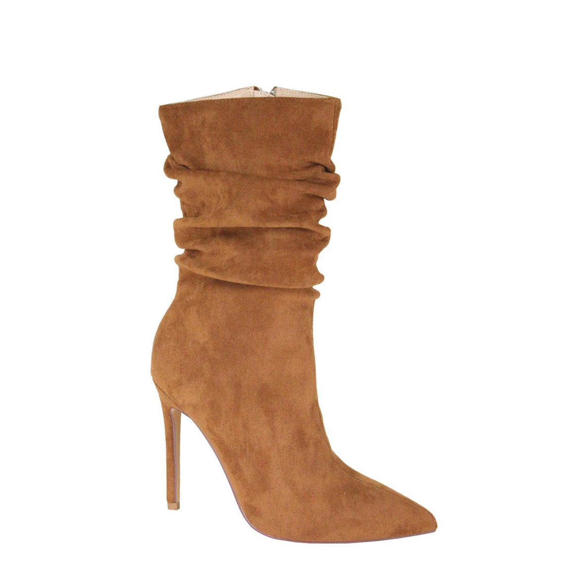 Suede Slouchy Heeled Dress Boot(TAN)