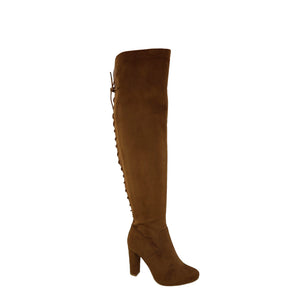 Back Lace Up Knee High Boot (CHESNUT)