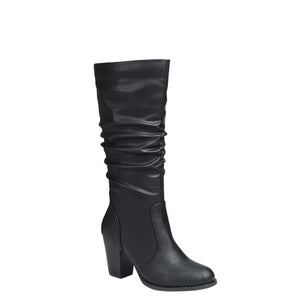 Chunky Heel Dress Boots (BLACK)