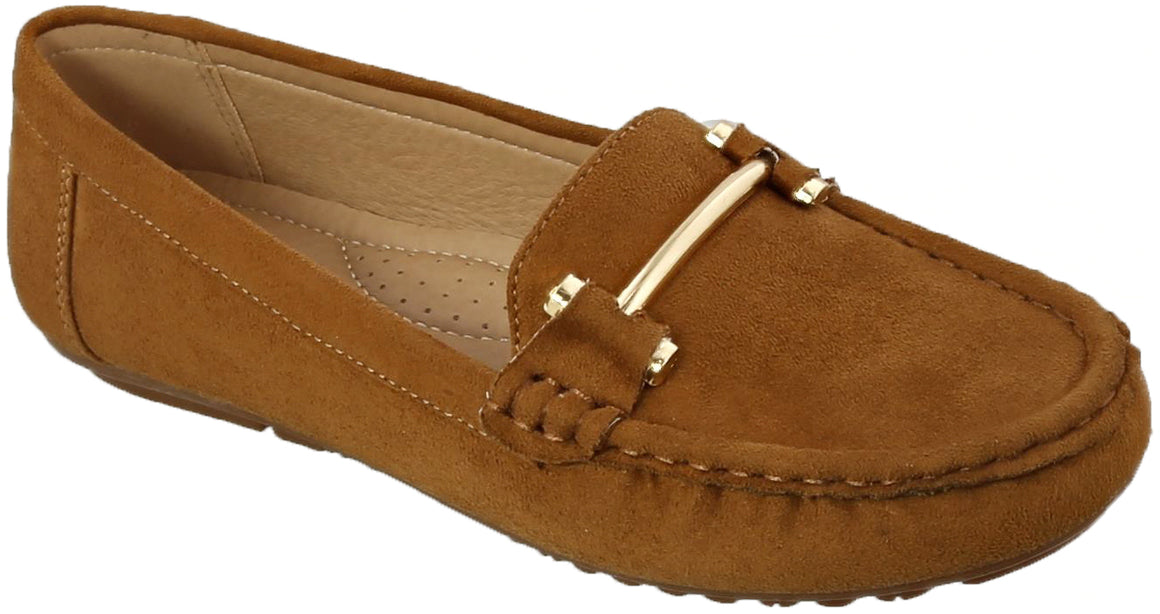 Gold Accent Loafer Flat (TAN)