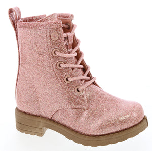 Patent Glitter Toddler Combat Boot (ROSE GOLD)