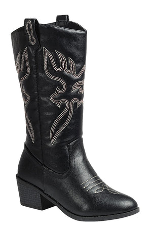 Embroidered Western Boot (BLACK)