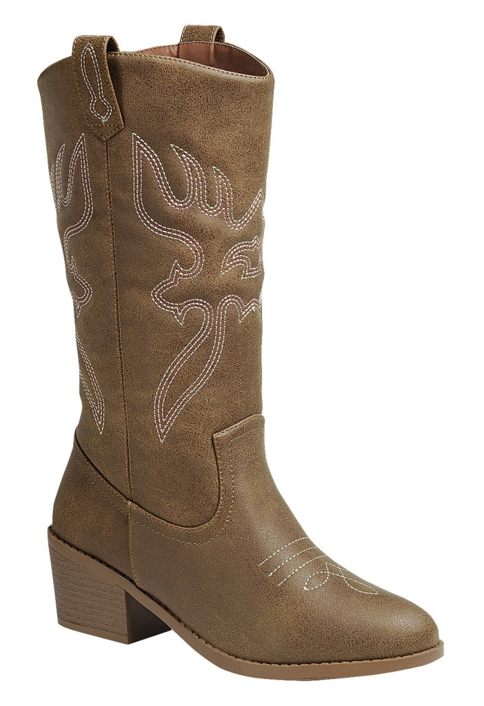 Embroidered Western Boot (TAN)