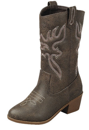 Embroidered Western Boot (BROWN)