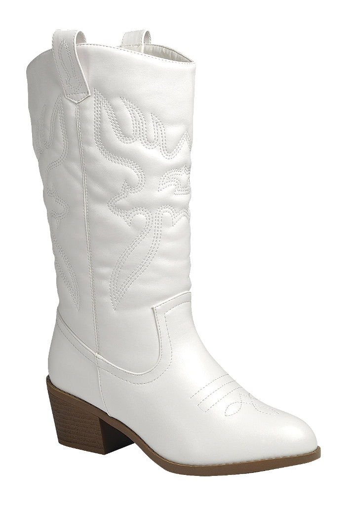 Embroidered Western Boot (WHITE)