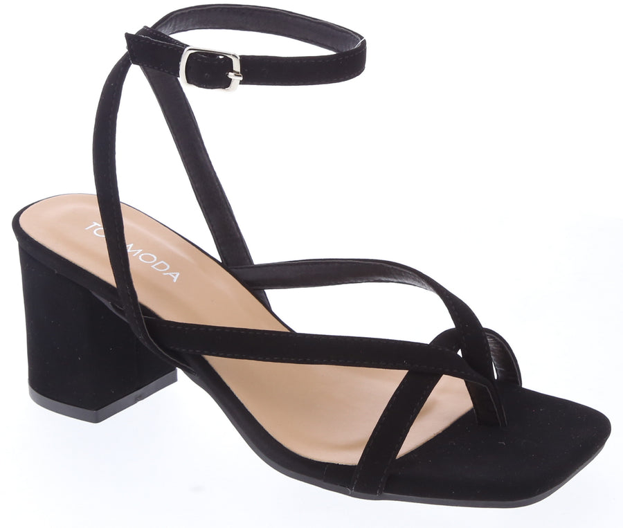 Strappy Low Heel Dress Sandal (BLACK)